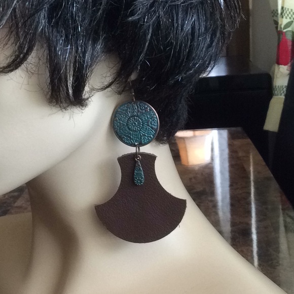 Bohemian Earrings Leather - Picture 6 of 8